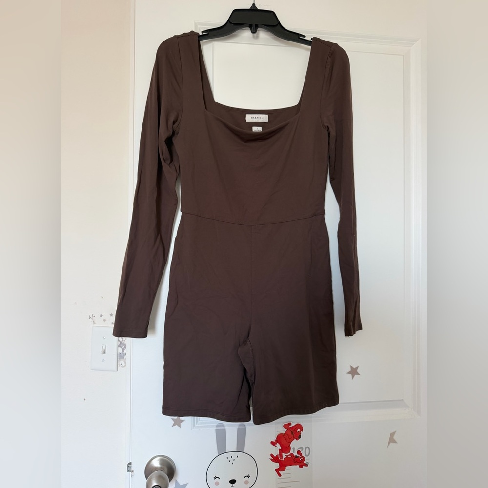 Aritzia Babaton Brown Long Sleeve Romper – Size Large - Picture 3 of 8